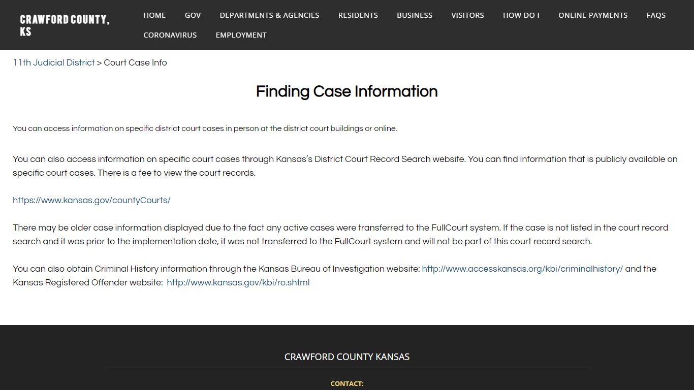 Court Case Info - CRAWFORD COUNTY, KS
