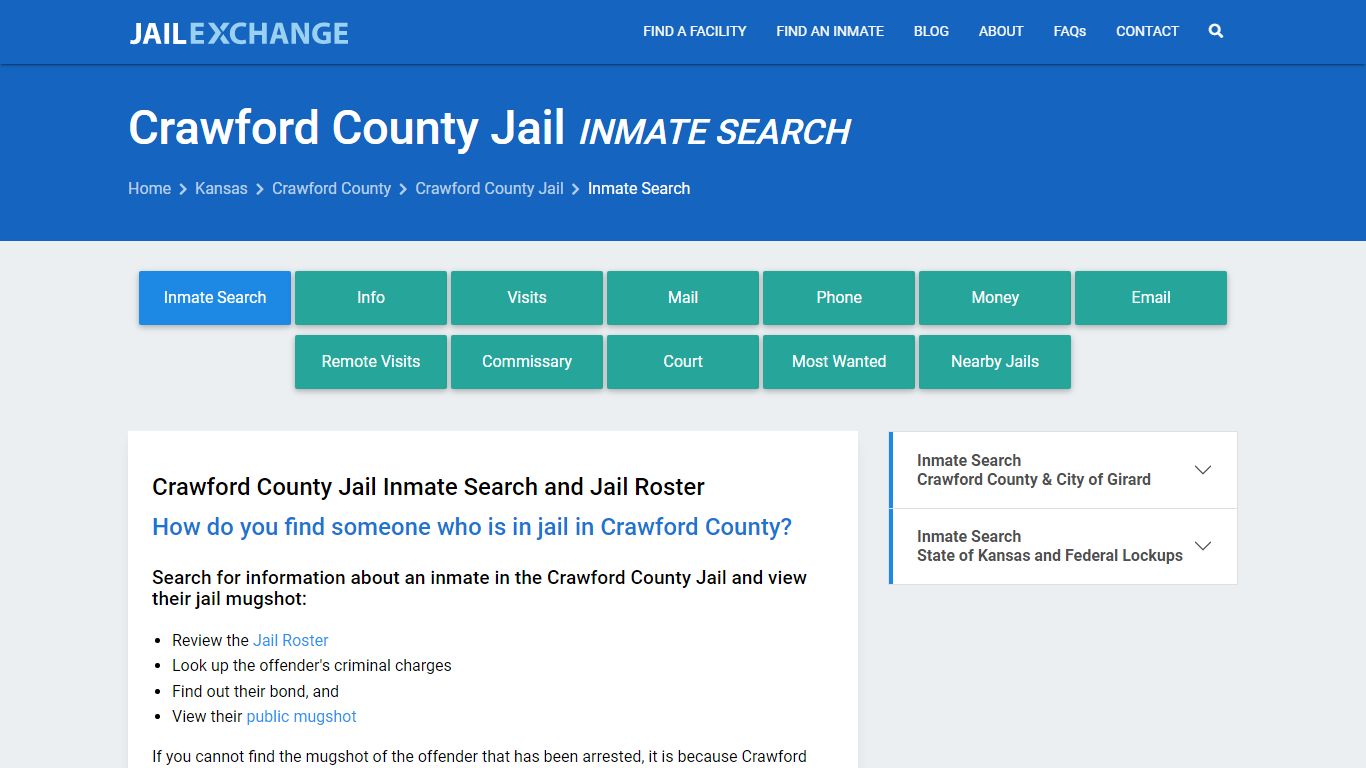 Inmate Search: Roster & Mugshots - Crawford County Jail, KS
